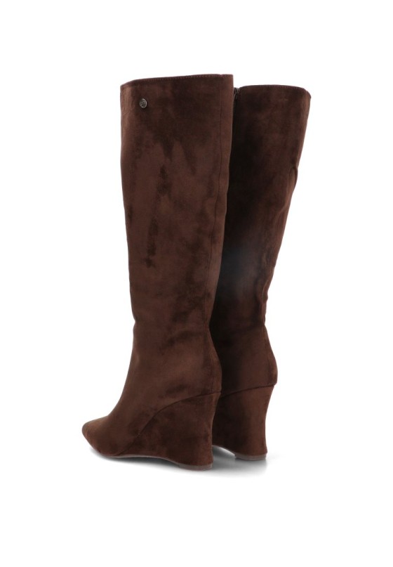 Bota marrón de antelina con cuña alta S-6096 para mujer Luna Collection
