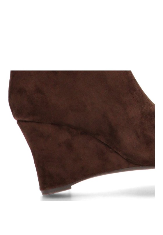 Bota marrón de antelina con cuña alta S-6096 para mujer Luna Collection