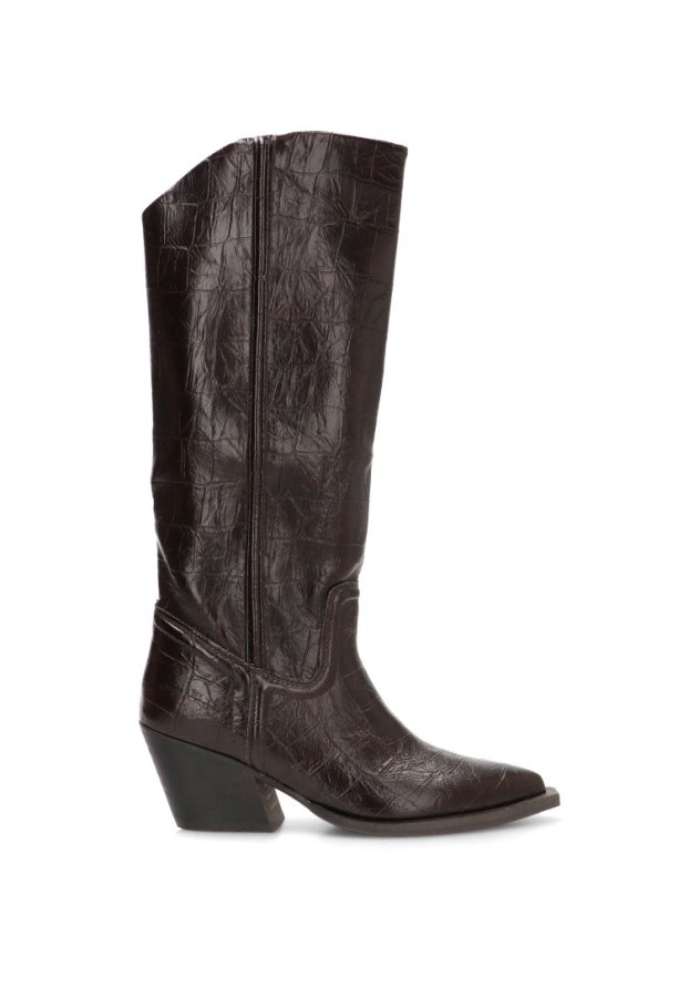 Bota campera YULIA M6764 café con tacón medio para mujer