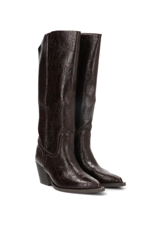 Bota campera YULIA M6764 café con tacón medio para mujer