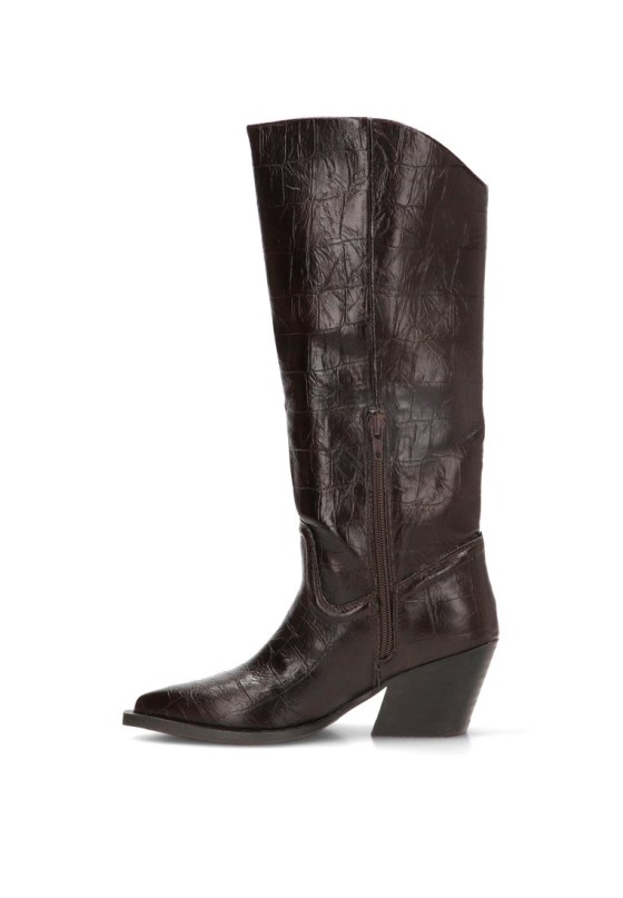 Bota campera YULIA M6764 café con tacón medio para mujer