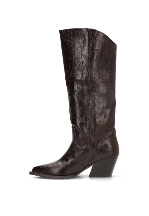 Bota campera YULIA M6764 café con tacón medio para mujer