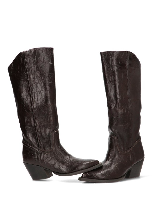 Bota campera YULIA M6764 café con tacón medio para mujer
