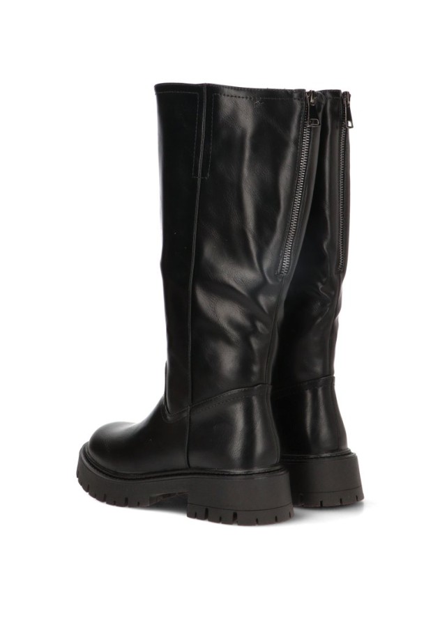 Bota biker 6509 negra con suela plana para mujer