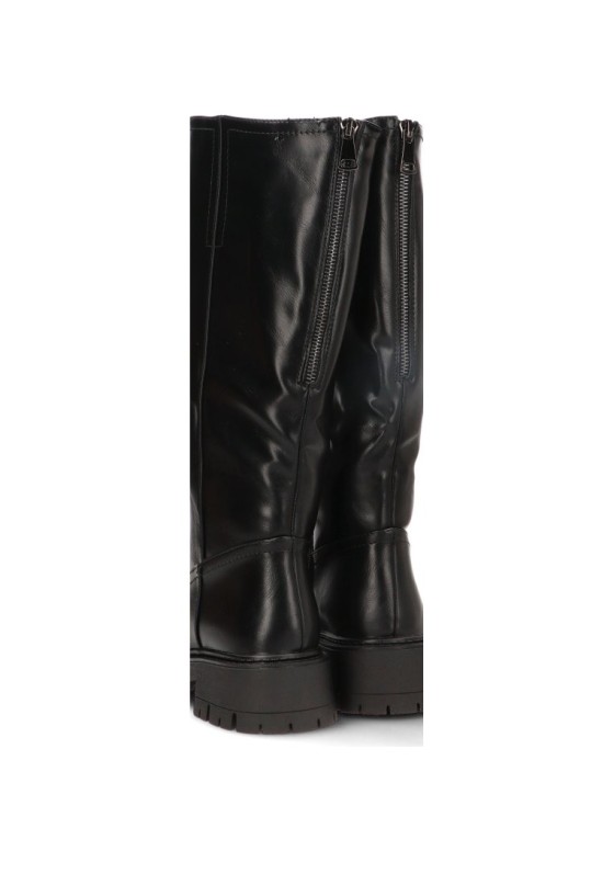 Bota biker 6509 negra con suela plana para mujer