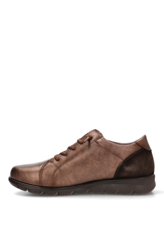 Deportivo de mujer FLEX PIES 1430 en piel bronce con suela plana