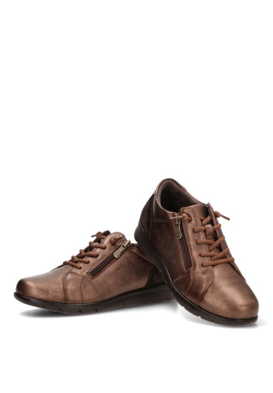 Deportivo de mujer FLEX PIES 1430 en piel bronce con suela plana