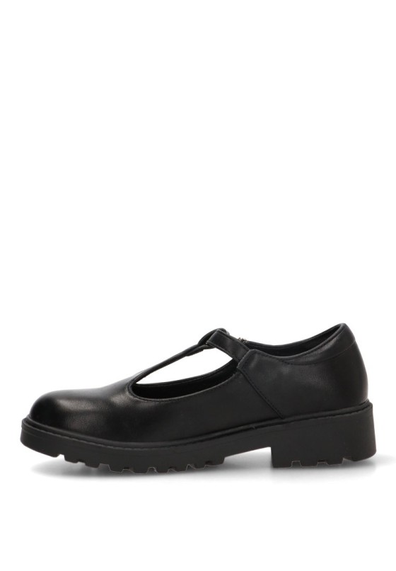 Zapato colegial PISTACHO 2013 de niña negro con hebilla y suela plana