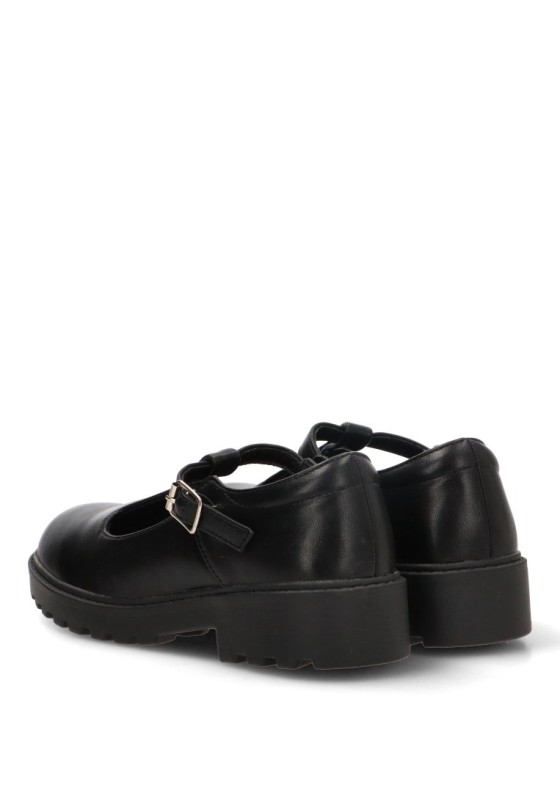 Zapato colegial PISTACHO 2013 de niña negro con hebilla y suela plana