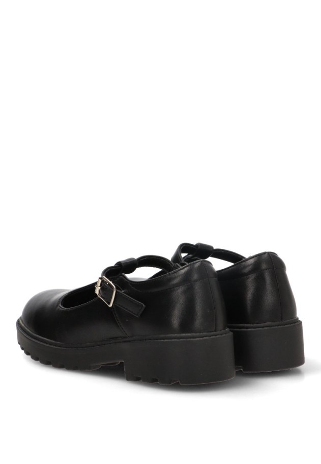 Zapato colegial PISTACHO 2013 de niña negro con hebilla y suela plana
