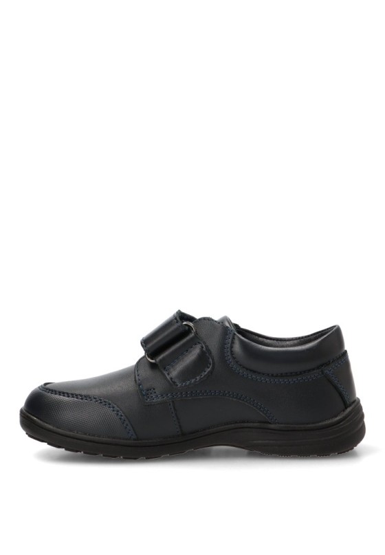 Zapato colegial BUBBLE BOBBLE A069 de niño en piel marino con velcro y suela plana