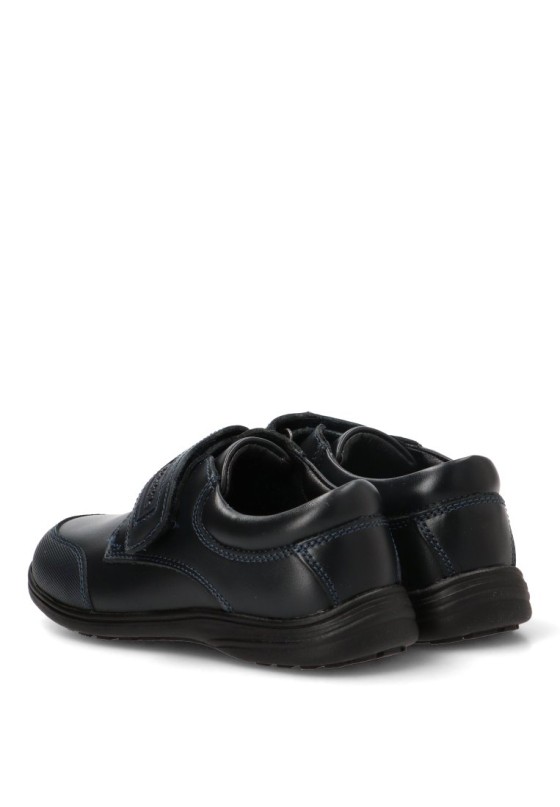 Zapato colegial BUBBLE BOBBLE A069 de niño en piel marino con velcro y suela plana