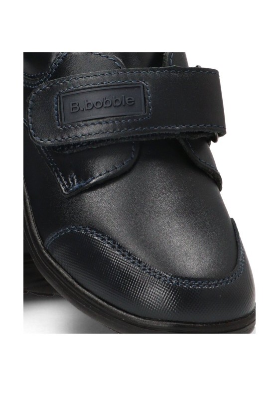 Zapato colegial BUBBLE BOBBLE A069 de niño en piel marino con velcro y suela plana