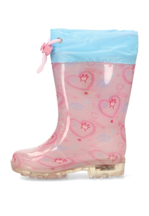 Bota y botín de agua rosa D6020170S con suela plana para niña SUGI