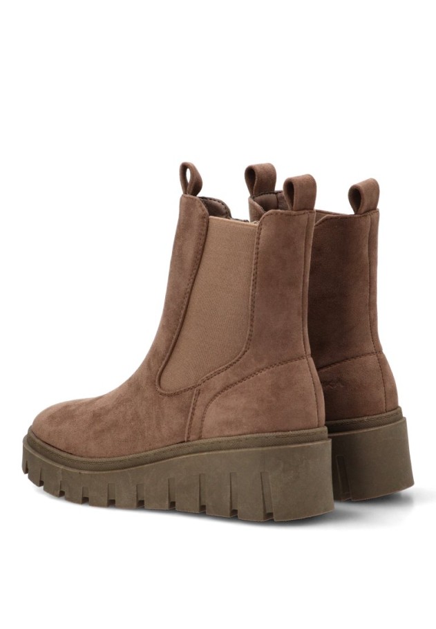 Botín militar de mujer ETIKA 11053 en antelina taupe con cuña media