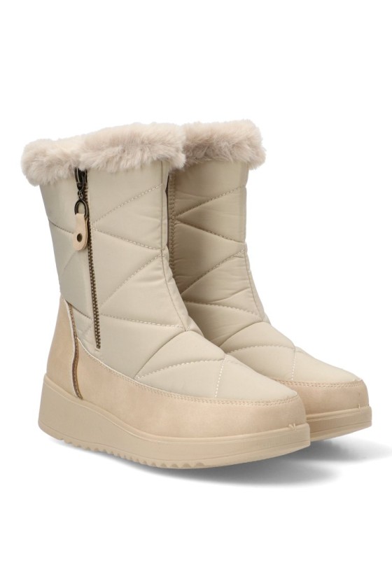 Botín acolchado de mujer AMARPIES ATL31138 beige con cuña media