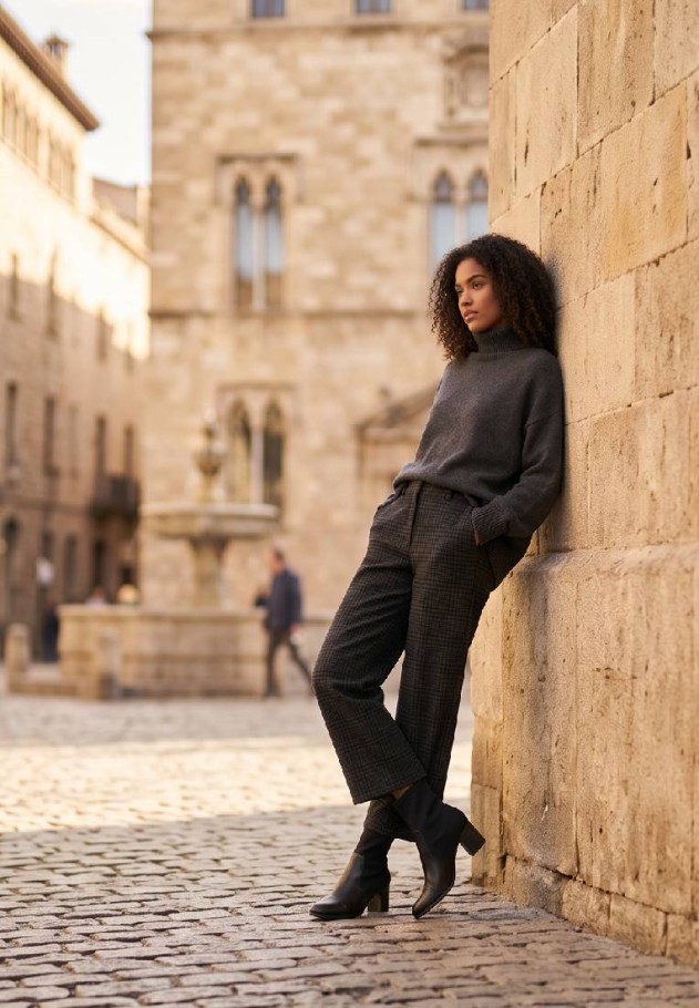Botín textil negro de mujer ETIKA modelo 32023 con tacón medio