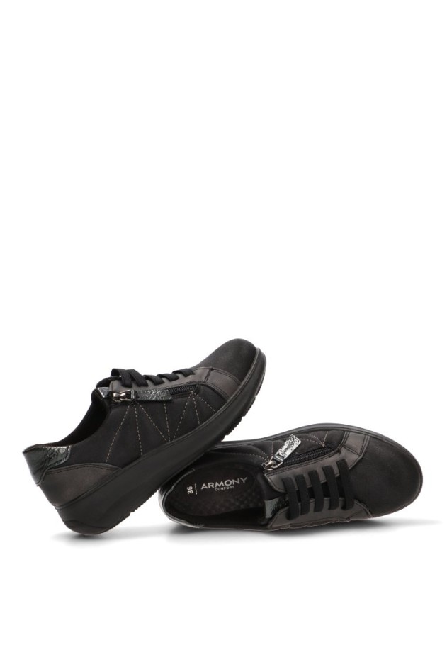 Deportivo negro con cremallera ARMONY 60014 para mujer