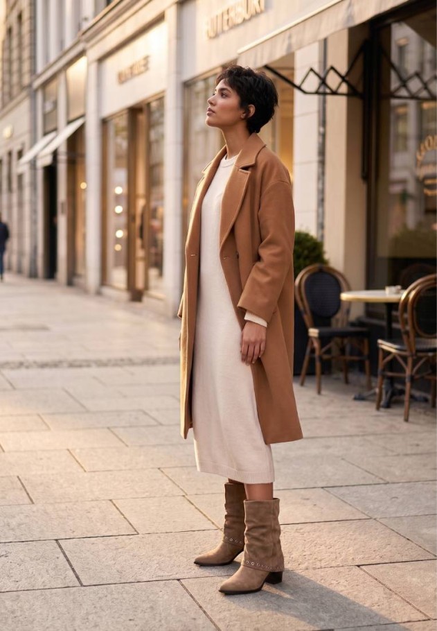 Botín de mujer ETIKA 32029 en antelina taupe con tachas y tacón alto