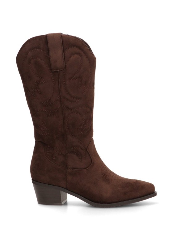 Bota campera de mujer ETIKA 110570 en antelina café con tacón medio