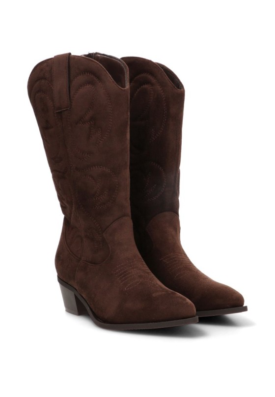 Bota campera de mujer ETIKA 110570 en antelina café con tacón medio