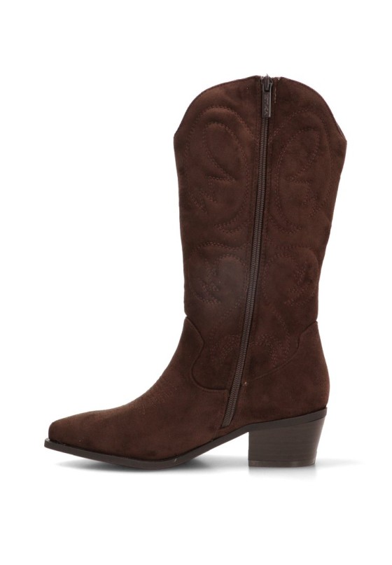 Bota campera de mujer ETIKA 110570 en antelina café con tacón medio