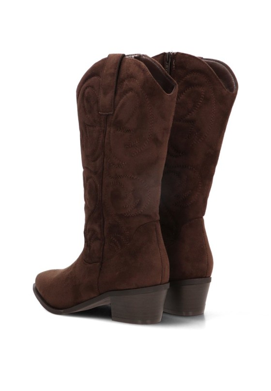 Bota campera de mujer ETIKA 110570 en antelina café con tacón medio