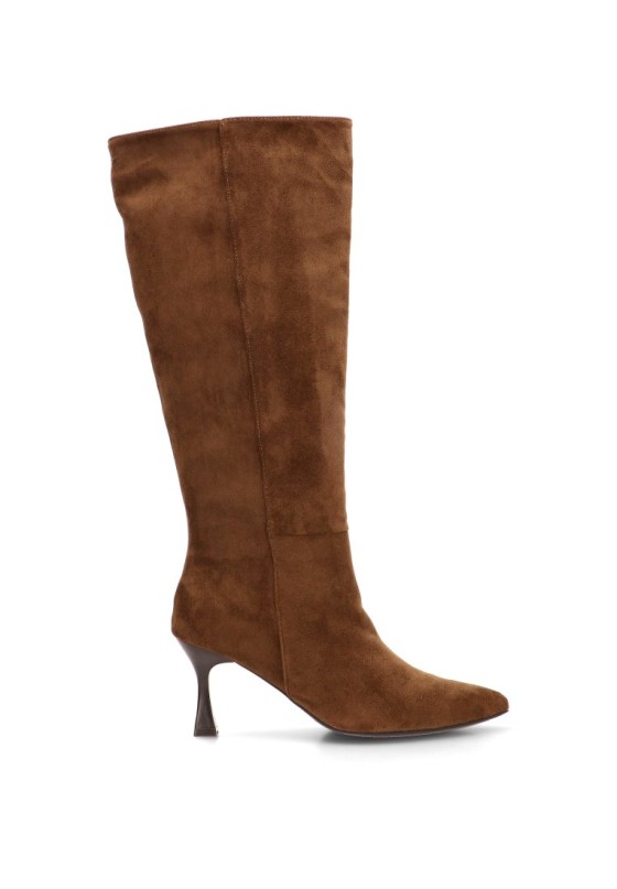 Bota con tacón alto de mujer ETIKA 42417 en antelina camel