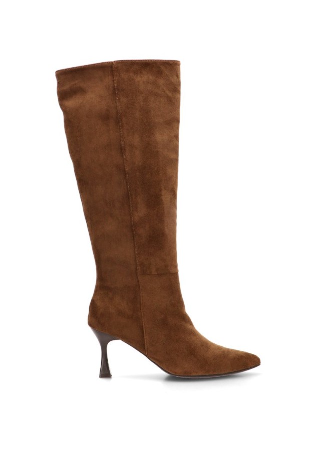 Bota con tacón alto de mujer ETIKA 42417 en antelina camel