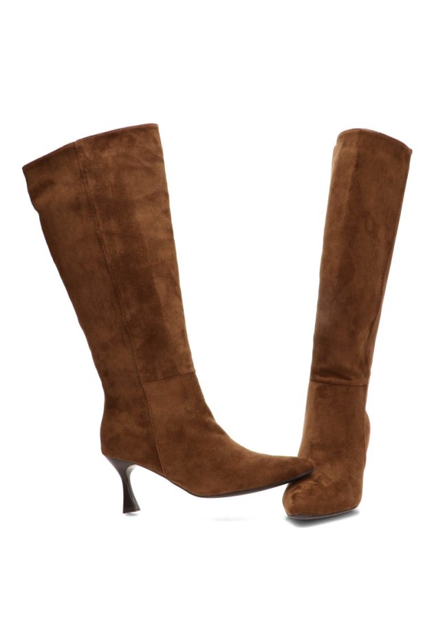 Bota con tacón alto de mujer ETIKA 42417 en antelina camel