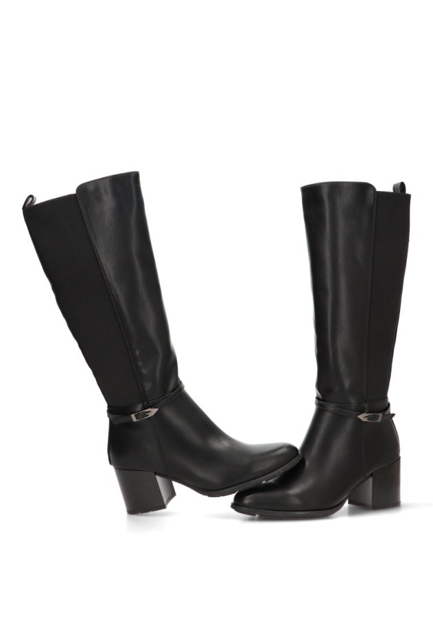 Bota de mujer ARMONY 30049 negra de material sintético, tacón medio