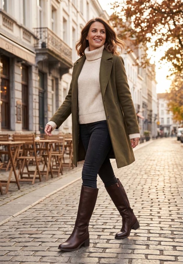Bota alta café de mujer ARMONY 30047 con tacón medio