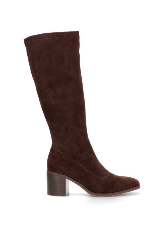 Bota con tacón medio de mujer ETIKA 30056 en antelina café