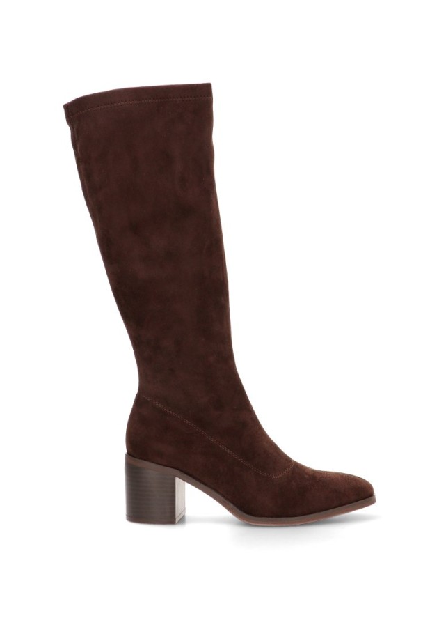 Bota con tacón medio de mujer ETIKA 30056 en antelina café