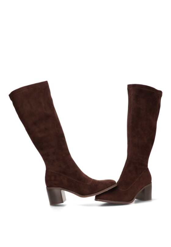 Bota con tacón medio de mujer ETIKA 30056 en antelina café