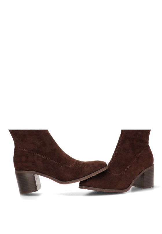 Bota con tacón medio de mujer ETIKA 30056 en antelina café