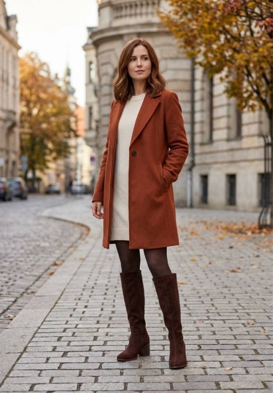 Bota con tacón medio de mujer ETIKA 30056 en antelina café