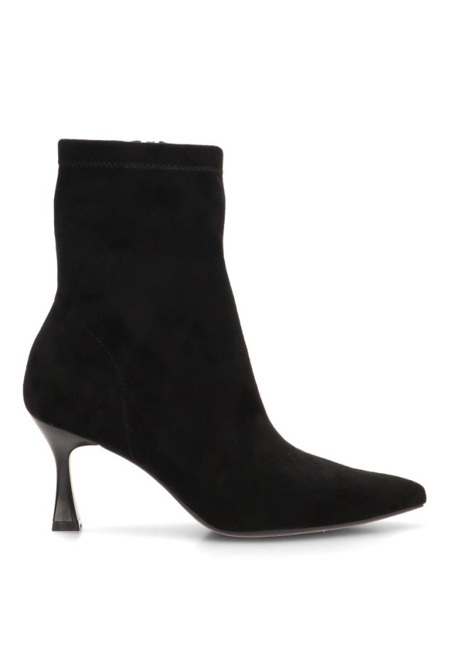 Botín negro antelina con tacón medio para mujer ETIKA 32032