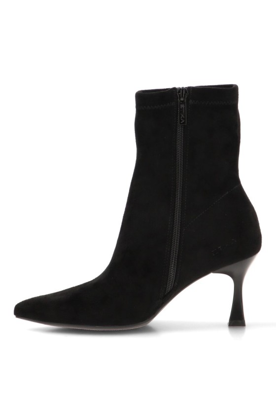 Botín negro antelina con tacón medio para mujer ETIKA 32032