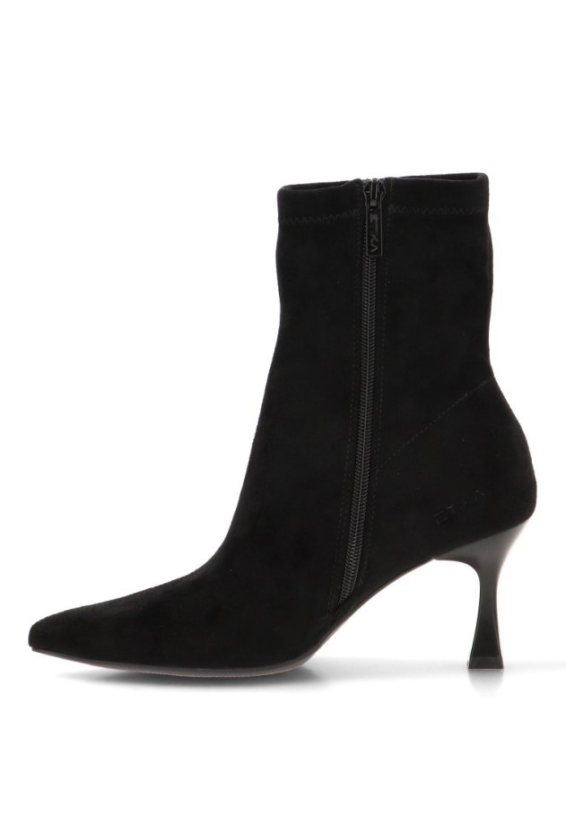 Botín negro antelina con tacón medio para mujer ETIKA 32032