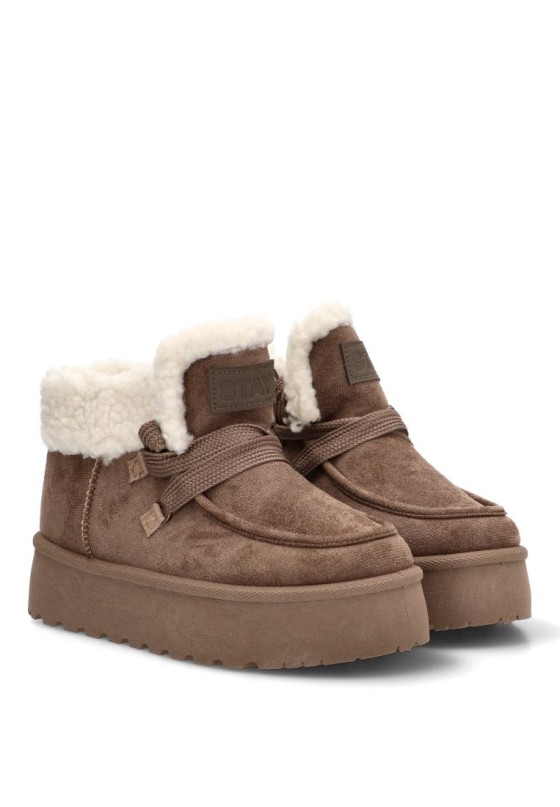 Botín antelina taupe con suela doble para mujer STAY 35-2054