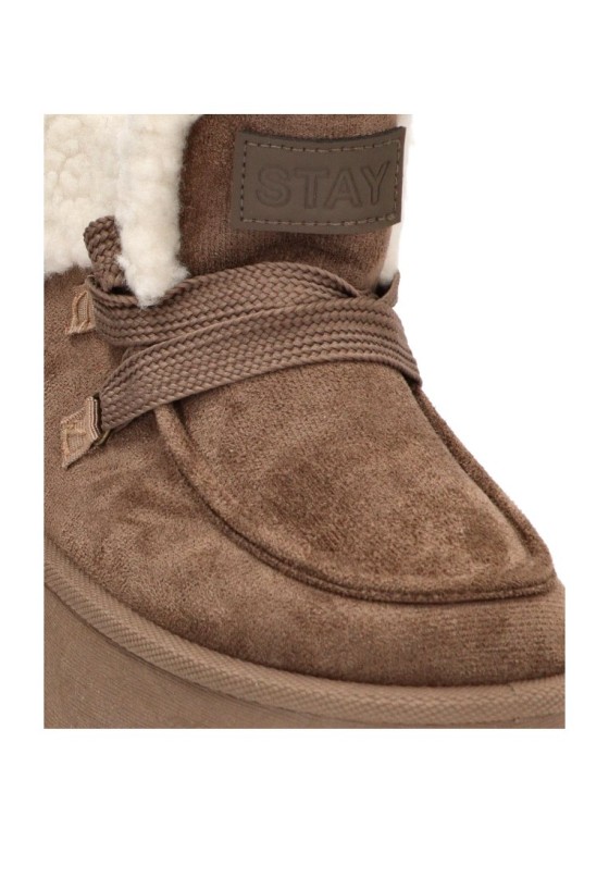 Botín antelina taupe con suela doble para mujer STAY 35-2054
