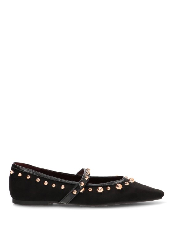 Bailarina negra textil de mujer ISTERIA 1272 con suela plana