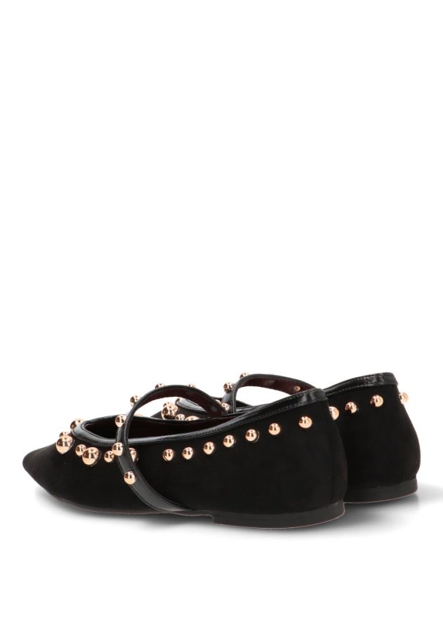 Bailarina negra textil de mujer ISTERIA 1272 con suela plana