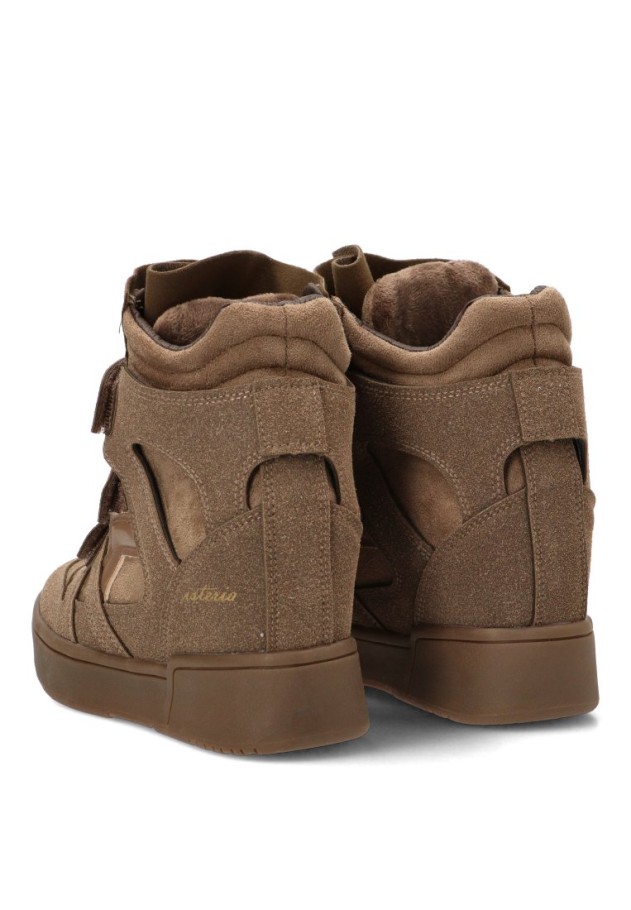 Deportivo abotinado taupe con cuña alta de mujer ISTERIA 1361
