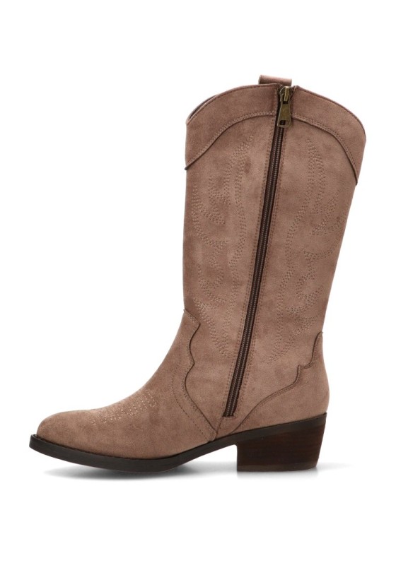 Bota ISTERIA 1348 con antelina taupe y tacón medio