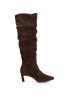 Bota de mujer MUSTANG 56247 en antelina café con tacón medio