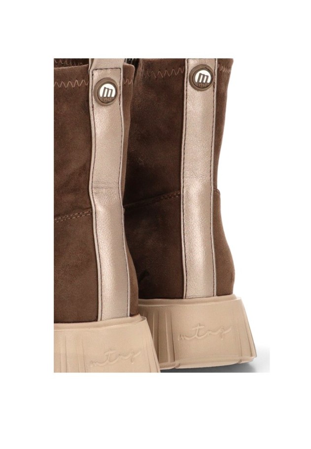 Botín antelina taupe con suela plana de mujer MUSTANG 55987
