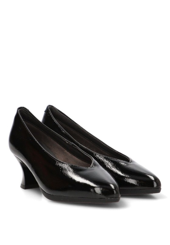 Salón PITILLOS 11681 de mujer en piel charol negro, tacón medio