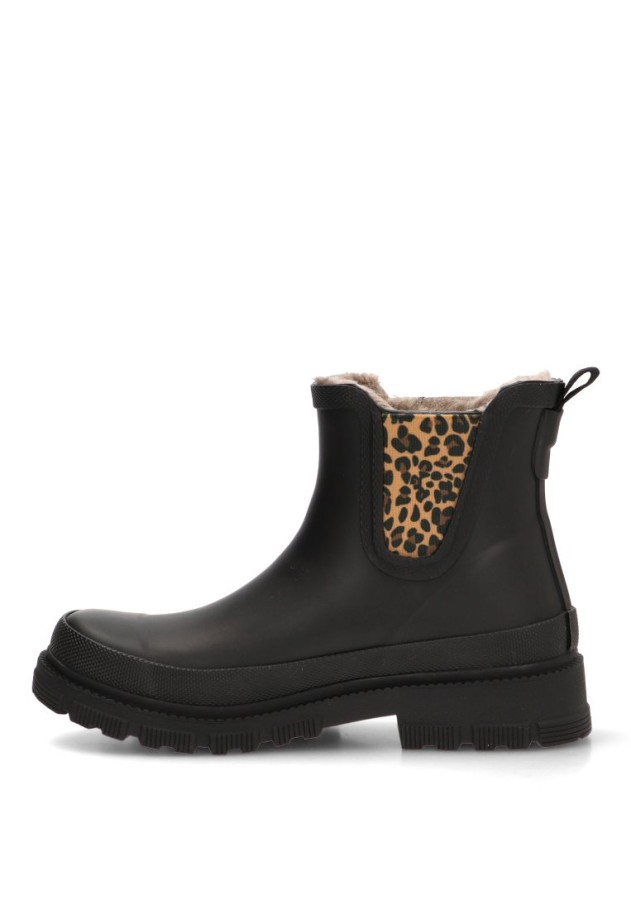Bota y botín de agua de mujer en negro VERBENAS LUA FOR SMOOTH COMB ANIMAL